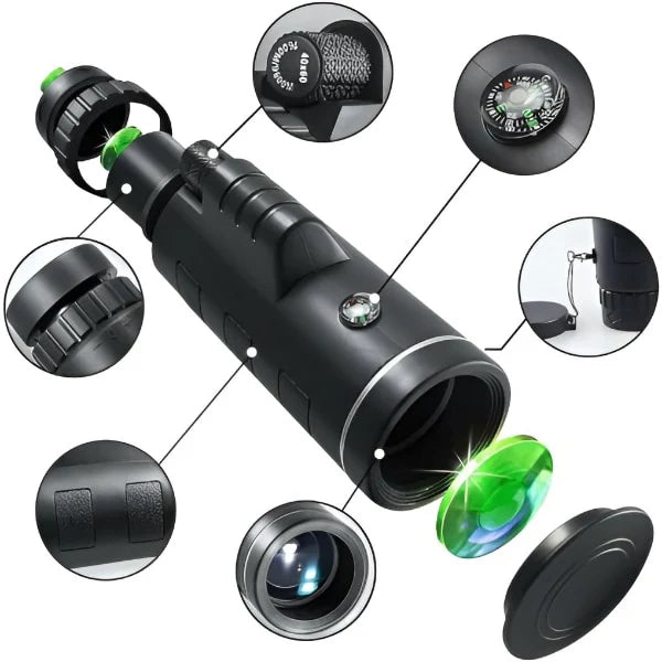Optimuxpro® Telescopio monocular con zoom de 100x
